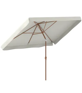 Sombrilla de Terraza Exterior 300x200x235 cm con Ángulo Ajustable Mástil de Aluminio Manivela y Protección UV 50+ Crema