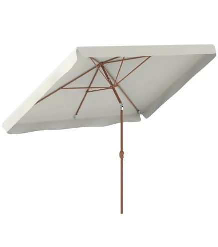 Sombrilla de Terraza Exterior 300x200x235 cm con Ángulo Ajustable Mástil de Aluminio Manivela y Protección UV 50+ Crema