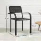 Juego de 4 Sillas de Jardín Exterior Apilables con Reposabrazos Respaldo y Marco de Acero 55x60x83 cm Negro