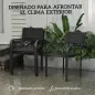 Juego de 4 Sillas de Jardín Exterior Apilables con Reposabrazos Respaldo y Marco de Acero 55x60x83 cm Negro