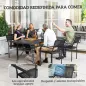 Juego de 4 Sillas de Jardín Exterior Apilables con Reposabrazos Respaldo y Marco de Acero 55x60x83 cm Negro
