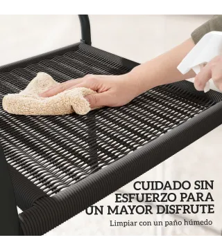 Juego de 4 Sillas de Jardín Exterior Apilables con Reposabrazos Respaldo y Marco de Acero 55x60x83 cm Negro