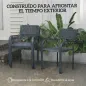 Juego de 4 Sillas de Jardín Exterior Apilables con Reposabrazos Respaldo y Marco de Acero 55x60x83 cm Gris Oscuro
