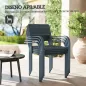 Juego de 4 Sillas de Jardín Exterior Apilables con Reposabrazos Respaldo y Marco de Acero 55x60x83 cm Gris Oscuro