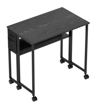 Escritorio Plegable con Ruedas Balda y Bolsillo de Almacenaje Ideal para Espacios Pequeños 80x50x75 cm Negro