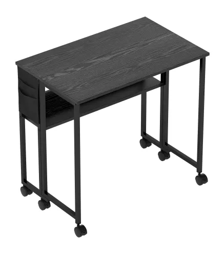 Escritorio Plegable con Ruedas Balda y Bolsillo de Almacenaje Ideal para Espacios Pequeños 80x50x75 cm Negro