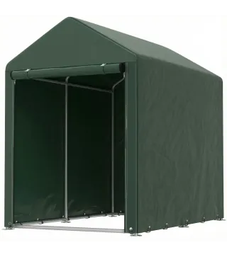 Carpa de Jardín para Bicicletas 1,2x1,8x1,65 m con 2 Habitaciones Puerta con Cremallera Impermeable Anti-UV Verde