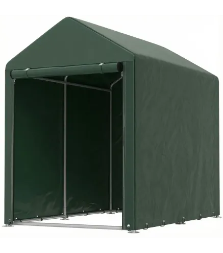 Carpa de Jardín para Bicicletas 1,2x1,8x1,65 m con 2 Habitaciones Puerta con Cremallera Impermeable Anti-UV Verde