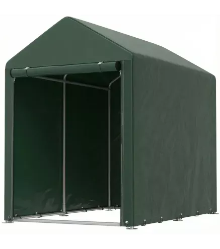 Carpa de Jardín para Bicicletas 1,2x1,8x1,65 m con 2 Habitaciones Puerta con Cremallera Impermeable Anti-UV Verde