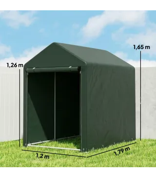 Carpa de Jardín para Bicicletas 1,2x1,8x1,65 m con 2 Habitaciones Puerta con Cremallera Impermeable Anti-UV Verde