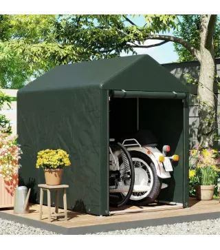 Carpa de Jardín para Bicicletas 1,2x1,8x1,65 m con 2 Habitaciones Puerta con Cremallera Impermeable Anti-UV Verde