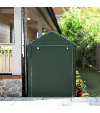 Carpa de Jardín para Bicicletas 1,2x1,8x1,65 m con 2 Habitaciones Puerta con Cremallera Impermeable Anti-UV Verde