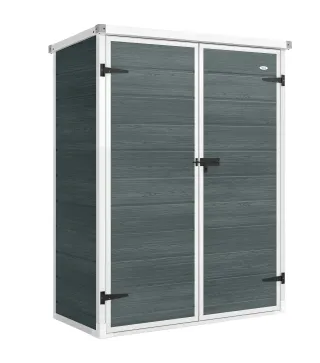 Cobertizo de Jardín Exterior de Plástico 0,81 m² 134x68,5x170 cm con Suelo 2 Estantes Plegables Puertas con Pestillo