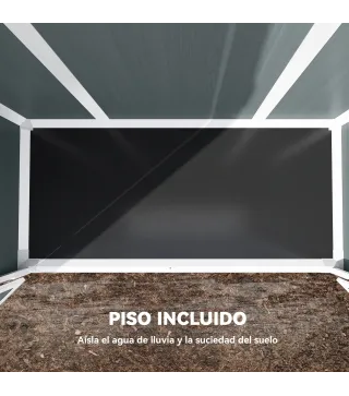 Cobertizo de Jardín Exterior de Plástico 0,81 m² 134x68,5x170 cm con Suelo 2 Estantes Plegables Puertas con Pestillo