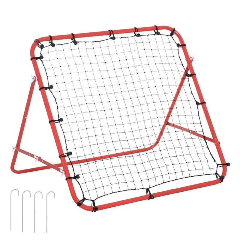 Red de Rebote Reboteador de Metal con Ángulo Ajustable para Entrenamiento de Deportes 96x80x96 cm Rojo