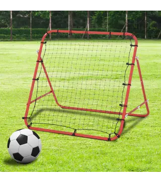 Red de Rebote Reboteador de Metal con Ángulo Ajustable para Entrenamiento de Deportes 96x80x96 cm Rojo