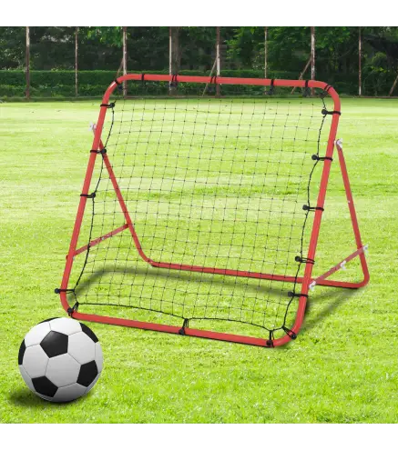 Red de Rebote Reboteador de Metal con Ángulo Ajustable para Entrenamiento de Deportes 96x80x96 cm Rojo