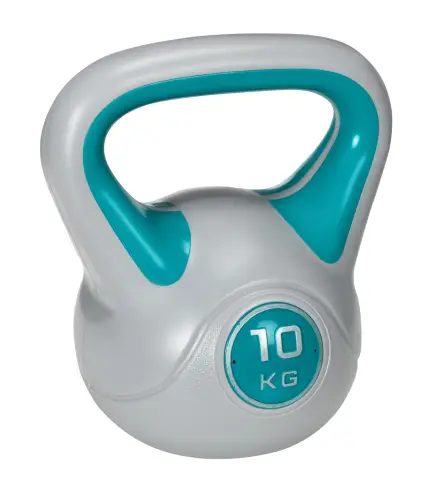 Pesa Rusa 10 kg Revestimiento de PU y Relleno de Arena para Entrenamiento de Fuerza 22x16x26 cm Azul y Gris