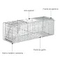 Trampa para Animales Vivos Plegable 93x31x34,5 cm Jaula de Captura de Alambre con Puerta y Asa para Conejos Plata