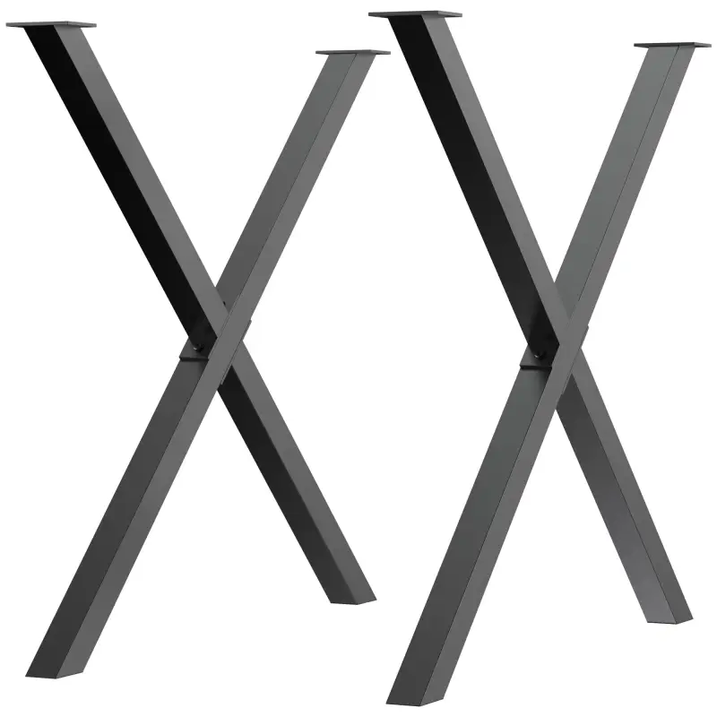 Conjunto de 2 Patas para Mesa Estilo Industrial 80x72 cm en Forma de X Patas de Muebles de Acero para Soporte con Protectores To