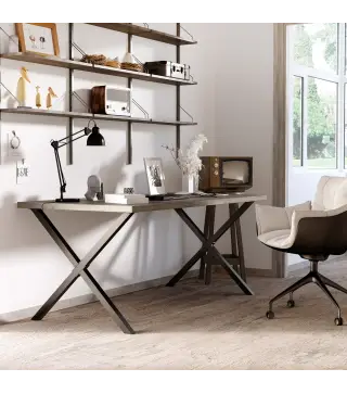 Conjunto de 2 Patas para Mesa Estilo Industrial 80x72 cm en Forma de X Patas de Muebles de Acero para Soporte con Protec