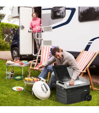 Nevera Compresor Portátil 40L Nevera Portátil Eléctrica para Coche Congelador CC 12V/24V hasta -20℃ con Pantalla LED Táctil Asa