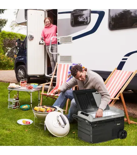 Nevera Compresor Portátil 40L Nevera Portátil Eléctrica para Coche Congelador CC 12V/24V hasta -20℃ con Pantalla LED Táctil Asa