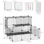 Jaula Modular para Animales Pequeños con 24 Paneles 2 Puertas para Cobayas Conejos Chinchillas 105x105x70cm Negro