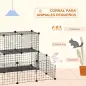Jaula Modular para Animales Pequeños con 24 Paneles 2 Puertas para Cobayas Conejos Chinchillas 105x105x70cm Negro