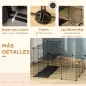 Jaula Modular para Animales Pequeños con 24 Paneles 2 Puertas para Cobayas Conejos Chinchillas 105x105x70cm Negro