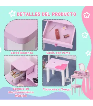 Tocador Infantil con Taburete
