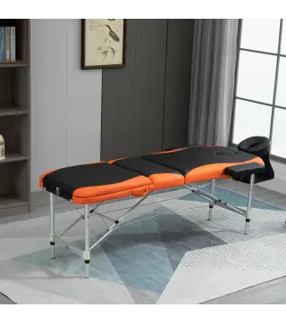 Camilla Masaje Plegable, Camilla Estética Profesional de Aluminio con Altura Ajustable, 3 Zonas, Reposacabezas, Reposabrazos, pa