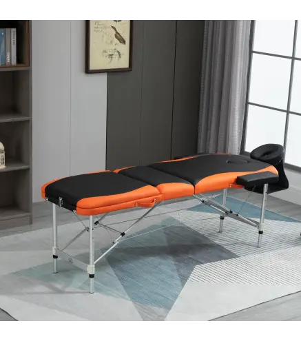 Camilla Masaje Plegable, Camilla Estética Profesional de Aluminio con Altura Ajustable, 3 Zonas, Reposacabezas, Reposabrazos, pa