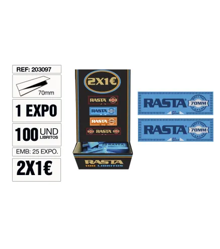 Papel De Liar Rasta Est. 100 Libritos 70Mm Azul