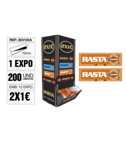 Papel De Liar Rasta Est. 200 Libritos 70Mm Naranja