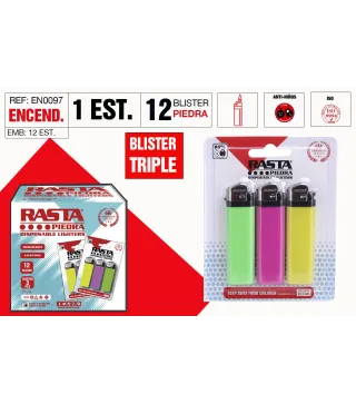 Encendedor Piedra Blister 3 Und.