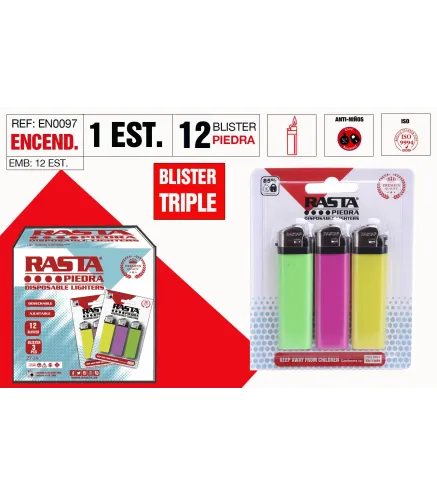 Encendedor Piedra Blister 3 Und.