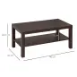 Mesa de Centro Moderna Mesa Baja con 2 Estantes de Almacenamiento Mesita para Salón Carga 20 kg 90x45x44,5 cm Nogal