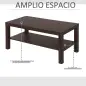 Mesa de Centro Moderna Mesa Baja con 2 Estantes de Almacenamiento Mesita para Salón Carga 20 kg 90x45x44,5 cm Nogal