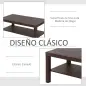 Mesa de Centro Moderna Mesa Baja con 2 Estantes de Almacenamiento Mesita para Salón Carga 20 kg 90x45x44,5 cm Nogal