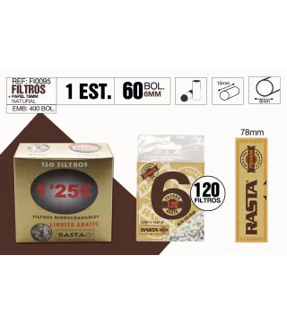 Filtros 6Mm 120 Filtros Bio + Papel 78Mm Bio
