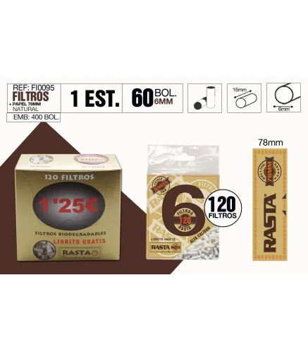 Filtros 6Mm 120 Filtros Bio + Papel 78Mm Bio