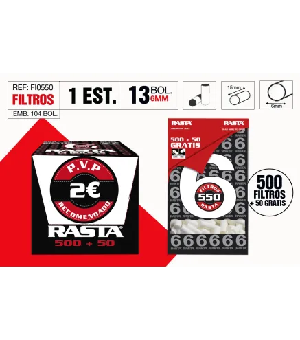 Filtros 6Mm 500 + 50 Filtros Gratis