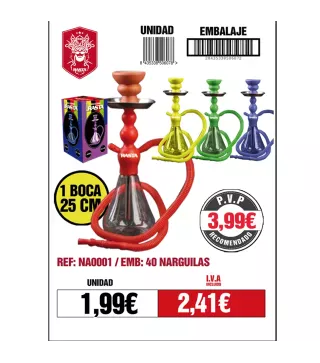 Narguila 25Cm Plástico 6Col Emb 40Und