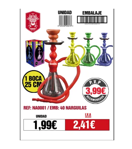 Narguila 25Cm Plástico 6Col Emb 40Und