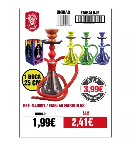 Narguila 25Cm Plástico 6Col Emb 40Und