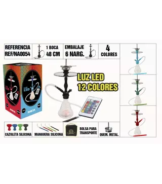 Narguila 48Cm 1 Boca Luz Led 12 Colores