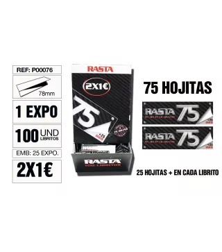 Papel De Liar Rasta 75 Est. 100 Libritos 78Mm Negro
