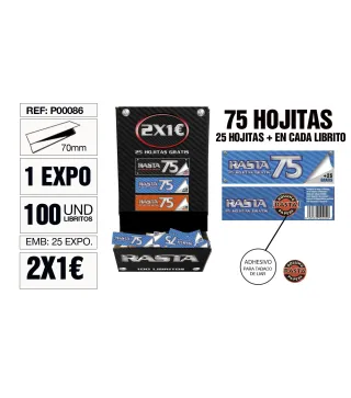 Papel De Liar Rasta 75 Est. 100 Libritos 70Mm Azul