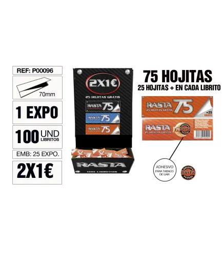 Papel De Liar Rasta 75 Est. 100 Libritos 70Mm Naranja